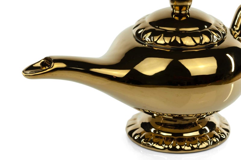 Aladdin Disney's Aladdin Golden Genie Lamp Ceramic 32 Ounce Teapot Beautiful Magical Tea Brewing Kettle Whimsical Polished Hot Beverage Serving Crock With Lid - Image 3
